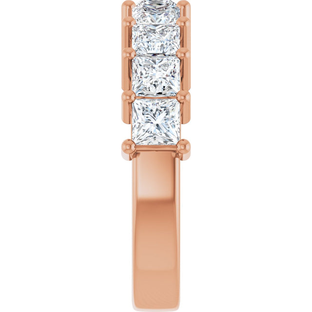 14K Gold Square Lab-Grown Diamond Shared-Prong Anniversary Band – 3/4–2 1/4 CTW - Rose Gold - view 4