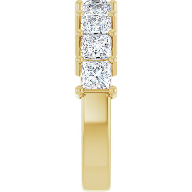 14K Gold Square Lab-Grown Diamond Shared-Prong Anniversary Band – 3/4–2 1/4 CTW - Yellow Gold - view 4