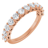 14K Gold Round Natural Diamond Shared-Prong Anniversary Band – 1 CTW - Rose Gold