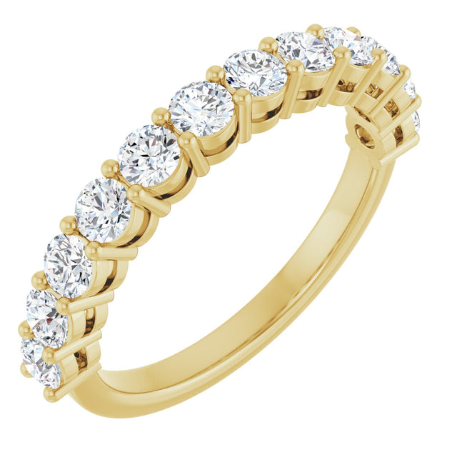 14K Gold Round Lab-Grown Diamond Shared-Prong Anniversary Band – 1–2 1/6 CTW - Yellow Gold