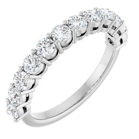 Platinum Round Natural Diamond Shared-Prong Anniversary Band – 1/4–1 CTW