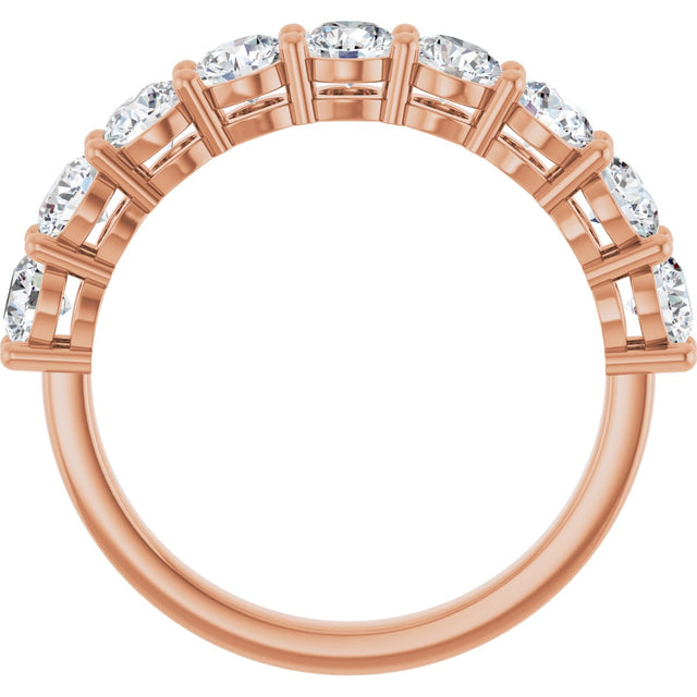 14K Gold Round Lab-Grown Diamond Shared-Prong Anniversary Band – 1–2 1/6 CTW - Rose Gold - view 2