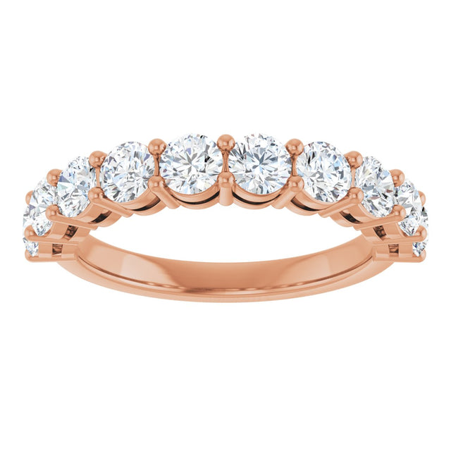 14K Gold Round Lab-Grown Diamond Shared-Prong Anniversary Band – 1–2 1/6 CTW - Rose Gold - view 3