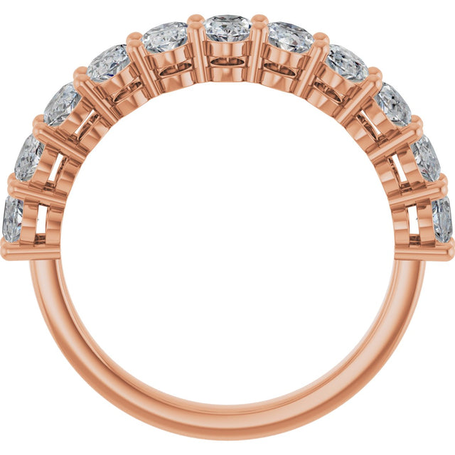 14K Gold Oval Natural Diamond Shared-Prong Anniversary Band – 2 3/4–3 CTW - Rose Gold - view 2