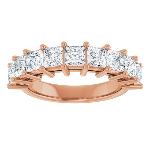 14K Gold Square Lab-Grown Diamond Shared-Prong Anniversary Band – 3/4–2 1/4 CTW - Rose Gold - view 3