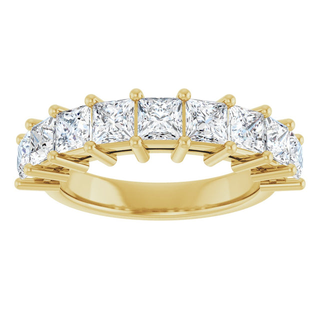 14K Gold Square Lab-Grown Diamond Shared-Prong Anniversary Band – 3/4–2 1/4 CTW - Yellow Gold - view 3