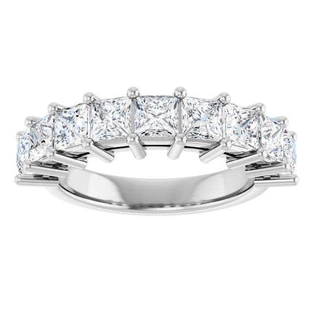 14K Gold Square Lab-Grown Diamond Shared-Prong Anniversary Band – 3/4–2 1/4 CTW - White Gold - view 3