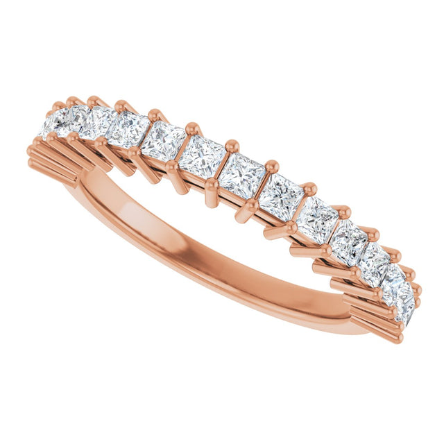 14K Gold Square Lab-Grown Diamond Shared-Prong Anniversary Band – 3/4–2 1/4 CTW - Rose Gold - view 5