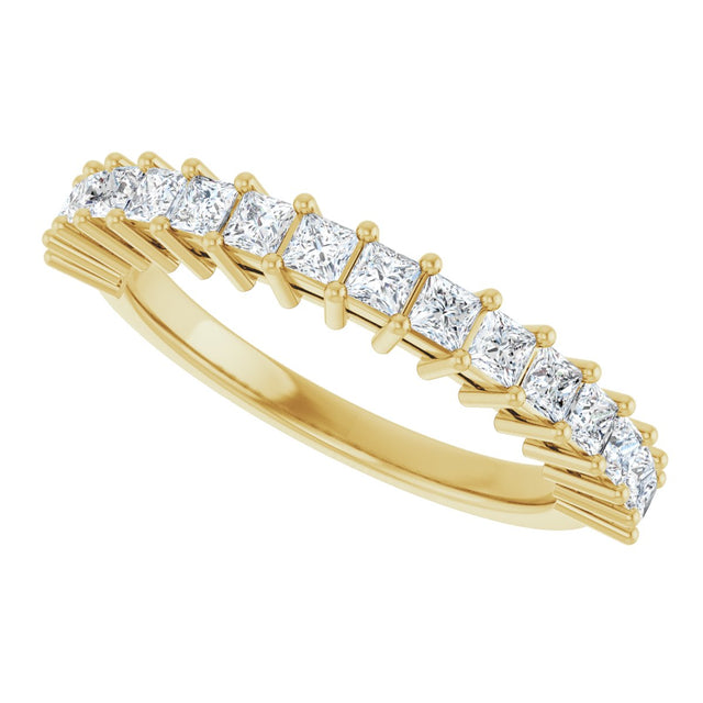 14K Gold Square Lab-Grown Diamond Shared-Prong Anniversary Band – 3/4–2 1/4 CTW - Yellow Gold - view 5