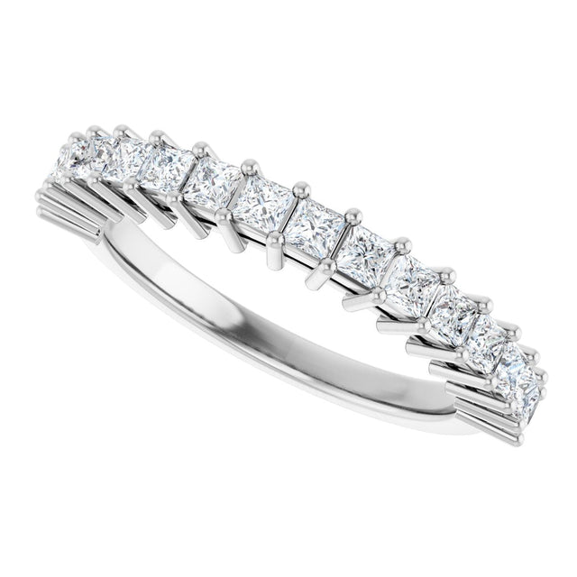 14K Gold Square Lab-Grown Diamond Shared-Prong Anniversary Band – 3/4–2 1/4 CTW - White Gold - view 5