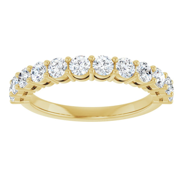 14K Gold Round Lab-Grown Diamond Shared-Prong Anniversary Band – 1–2 1/6 CTW - Yellow Gold - view 3