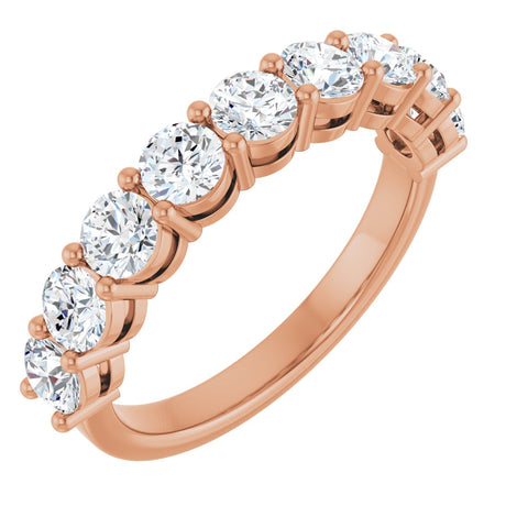 14K Gold Round Lab-Grown Diamond Shared-Prong Anniversary Band – 1–2 1/6 CTW - Rose Gold