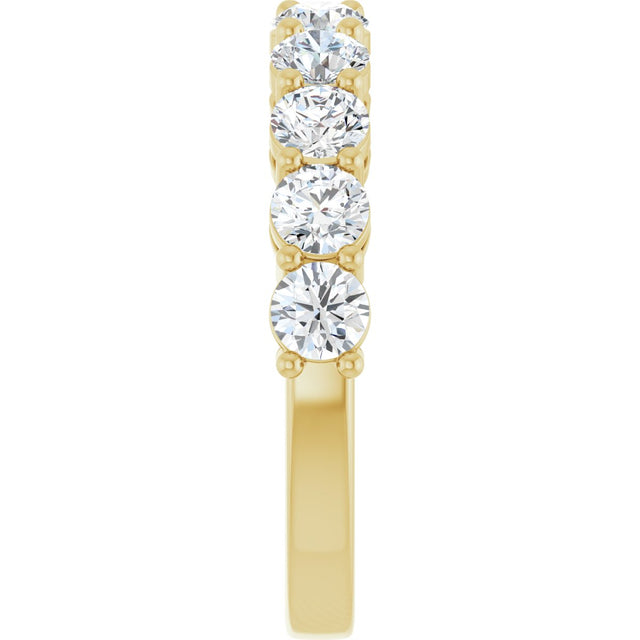 14K Gold Round Lab-Grown Diamond Shared-Prong Anniversary Band – 1–2 1/6 CTW - Yellow Gold - view 4
