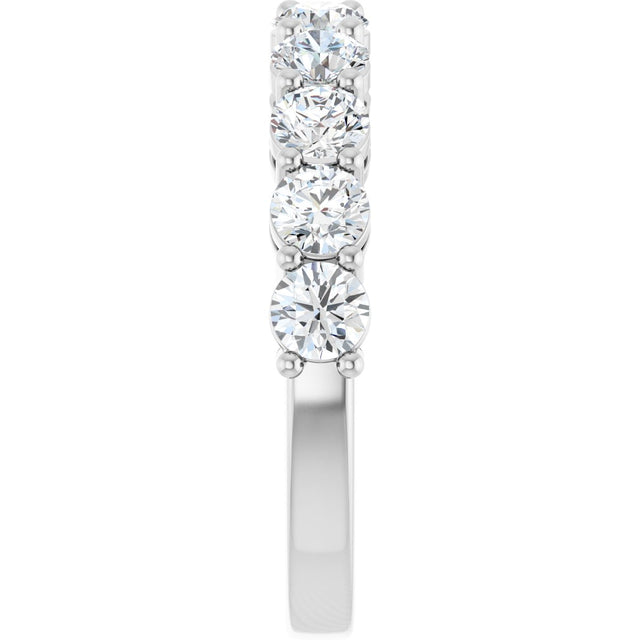 14K Gold Round Lab-Grown Diamond Shared-Prong Anniversary Band – 1–2 1/6 CTW - White Gold - view 4