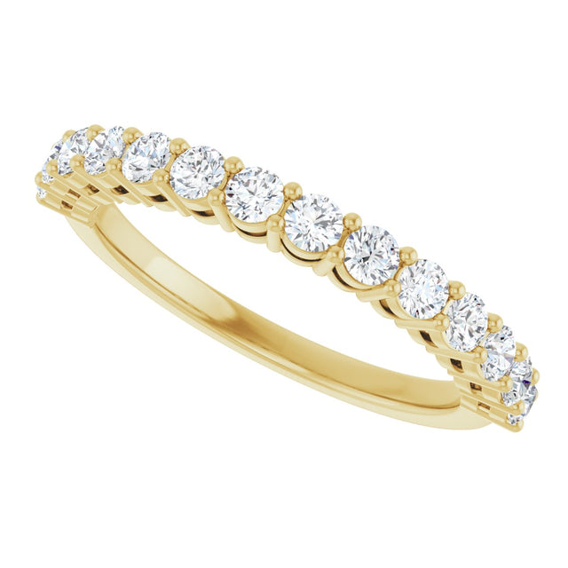 14K Gold Round Natural Diamond Shared-Prong Anniversary Band – 1/3–3/4 CTW - Yellow Gold - view 5