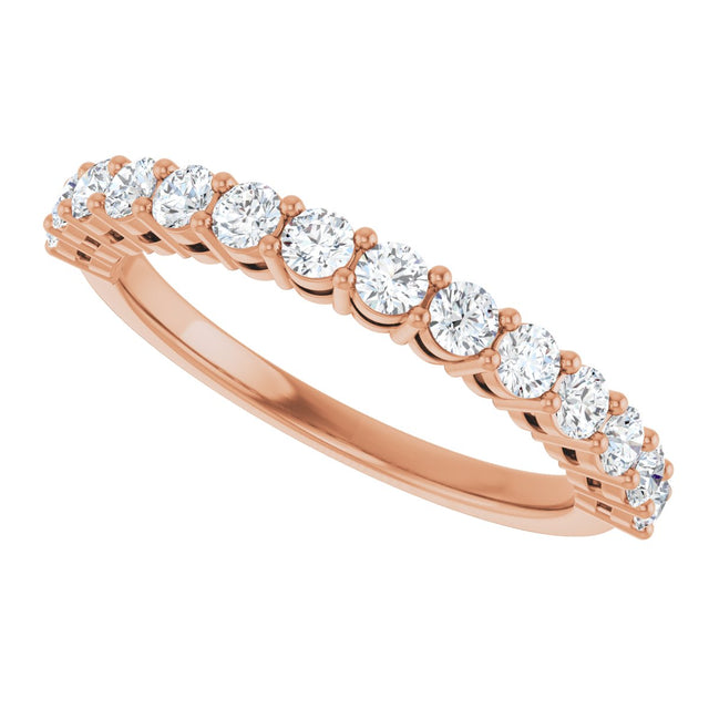 14K Gold Round Lab-Grown Diamond Shared-Prong Anniversary Band – 1/3–1/2 CTW - Rose Gold - view 5