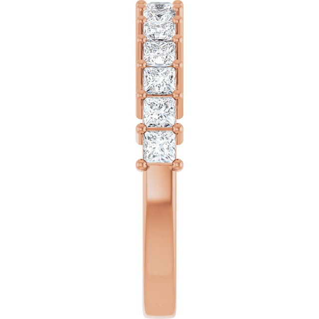 14K Gold Square Lab-Grown Diamond Shared-Prong Anniversary Band – 3/4–2 1/4 CTW - Rose Gold - view 4