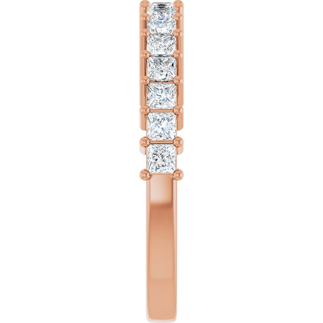 14K Gold Square Lab-Grown Diamond Shared-Prong Anniversary Band – 3/4–2 1/4 CTW - Rose Gold - view 4