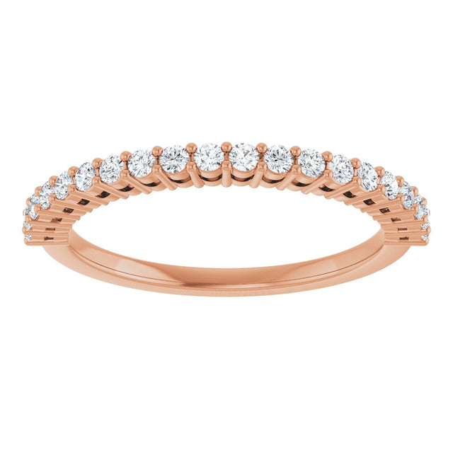 14K Gold Round Lab-Grown Diamond Shared-Prong Anniversary Band – 1/3–1/2 CTW - Rose Gold - view 3