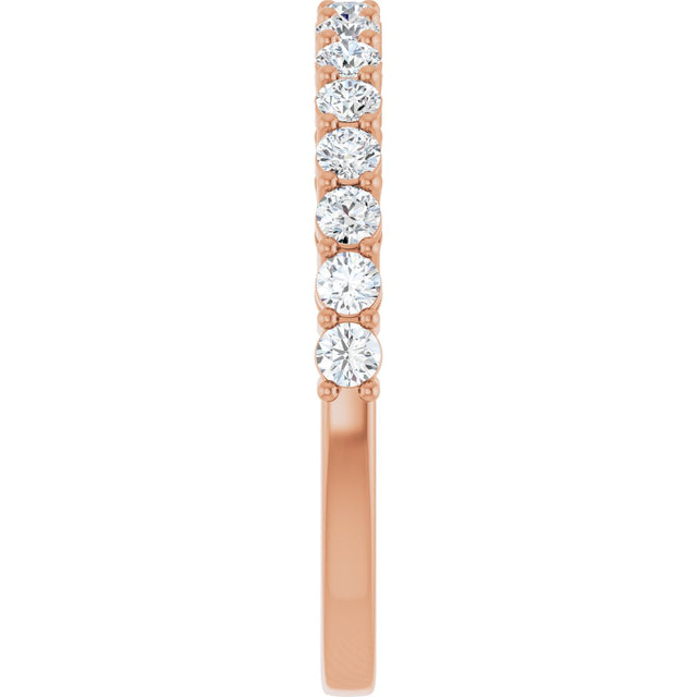 14K Gold Round Lab-Grown Diamond Shared-Prong Anniversary Band – 1/3–1/2 CTW - Rose Gold - view 4