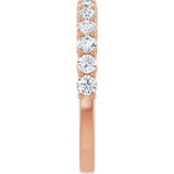 14K Gold Round Natural Diamond Shared-Prong Anniversary Band – 1/3–3/4 CTW - Rose Gold - view 4