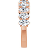 14K Gold Oval Lab-Grown Diamond Shared-Prong Anniversary Band – 5x3 mm Stones - Rose Gold - view 4