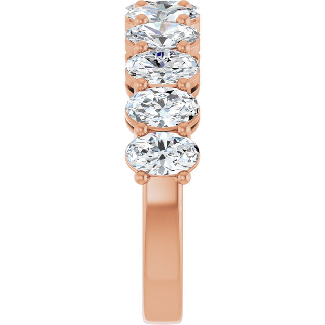 14K Gold Oval Natural Diamond Shared-Prong Anniversary Band – 2 3/4–3 CTW - Rose Gold - view 4