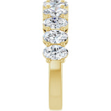 14K Gold Oval Lab-Grown Diamond Shared-Prong Anniversary Band – 5x3 mm Stones - Yellow Gold - view 4