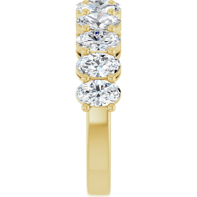 14K Gold Oval Lab-Grown Diamond Shared-Prong Anniversary Band – 5x3 mm Stones - Yellow Gold - view 4