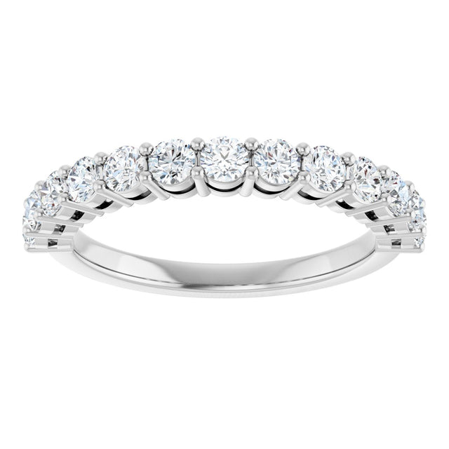 14K Gold Round Lab-Grown Diamond Shared-Prong Anniversary Band – 1/3–1/2 CTW - White Gold - view 3