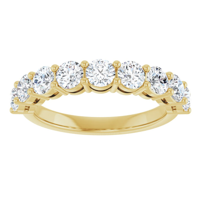14K Gold Round Lab-Grown Diamond Shared-Prong Anniversary Band – 1–2 1/6 CTW - Yellow Gold - view 3