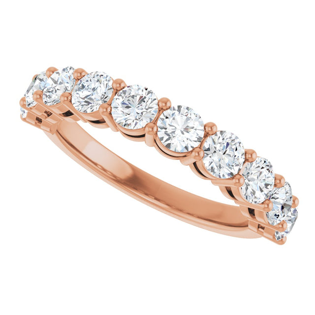 14K Gold Round Lab-Grown Diamond Shared-Prong Anniversary Band – 1–2 1/6 CTW - Rose Gold - view 5
