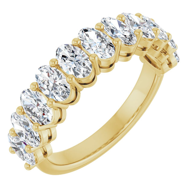 14K Gold Oval Lab-Grown Diamond Shared-Prong Anniversary Band – 5x3 mm Stones - Yellow Gold