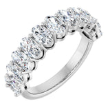 14K Gold Oval Natural Diamond Shared-Prong Anniversary Band – 2 3/4–3 CTW - White Gold
