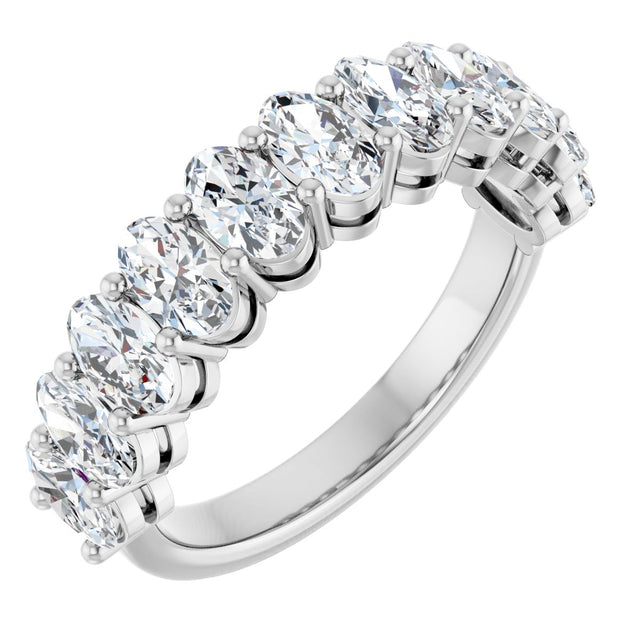 Platinum Oval Natural Diamond Shared-Prong Anniversary Band – 2 3/4–3 CTW