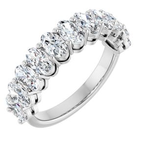 Platinum Oval Lab-Grown Diamond Shared-Prong Anniversary Band – 5x3 mm Stones