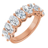 14K Gold Oval Lab-Grown Diamond Shared-Prong Anniversary Band – 6x4 mm Stones - Rose Gold