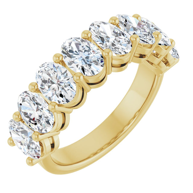 14K Gold Oval Lab-Grown Diamond Shared-Prong Anniversary Band – 6x4 mm Stones - Yellow Gold