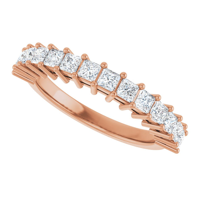 14K Gold Square Lab-Grown Diamond Shared-Prong Anniversary Band – 3/4–2 1/4 CTW - Rose Gold - view 5