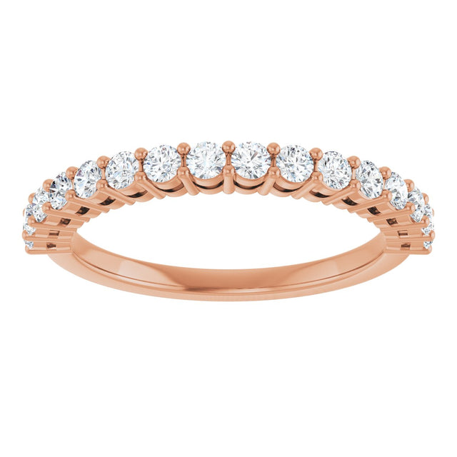 14K Gold Round Lab-Grown Diamond Shared-Prong Anniversary Band – 1/3–1/2 CTW - Rose Gold - view 3