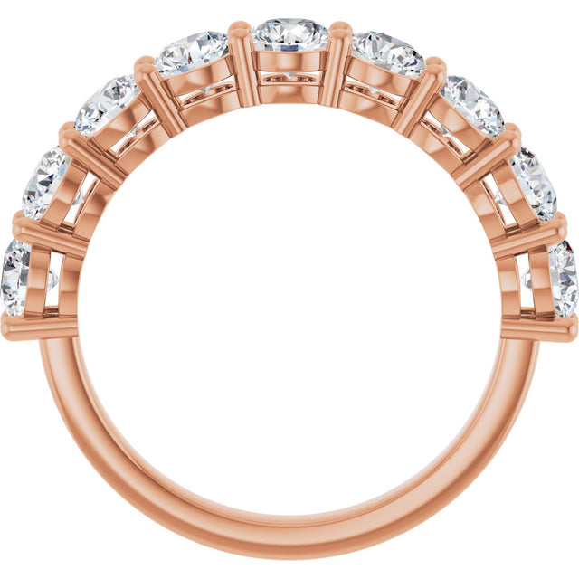 14K Gold Round Lab-Grown Diamond Shared-Prong Anniversary Band – 1–2 1/6 CTW - Rose Gold - view 2