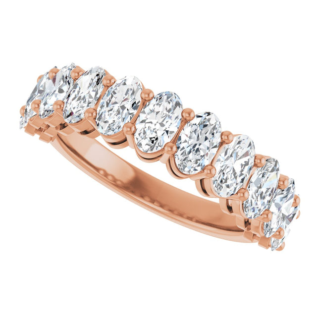 14K Gold Oval Natural Diamond Shared-Prong Anniversary Band – 2 3/4–3 CTW - Rose Gold - view 5