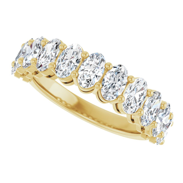 14K Gold Oval Natural Diamond Shared-Prong Anniversary Band – 2 3/4–3 CTW - Yellow Gold - view 5