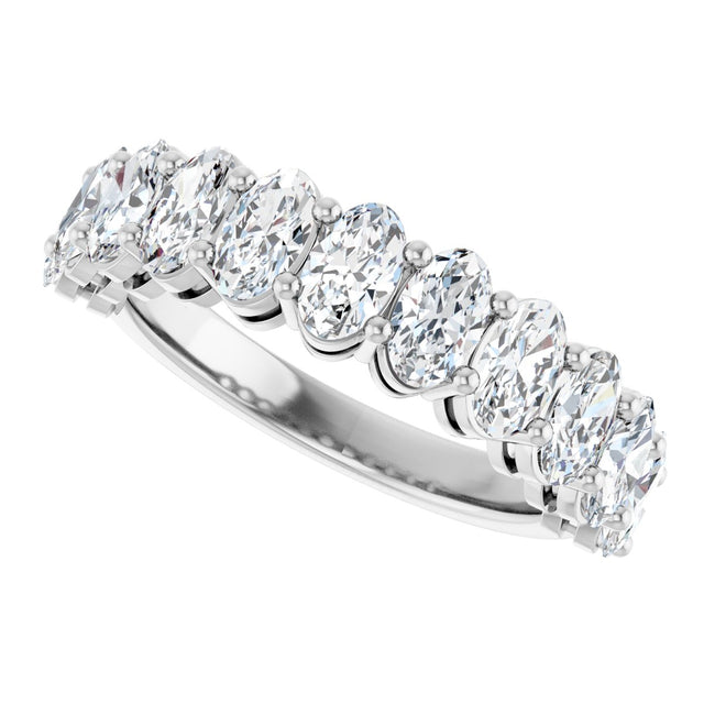 Platinum Oval Lab-Grown Diamond Shared-Prong Anniversary Band – 5x3 mm Stones - view 5