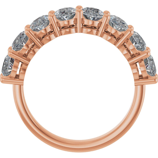14K Gold Oval Lab-Grown Diamond Shared-Prong Anniversary Band – 6x4 mm Stones - Rose Gold - view 2