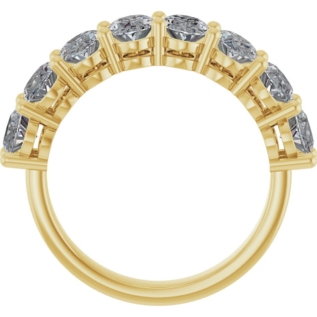 14K Gold Oval Lab-Grown Diamond Shared-Prong Anniversary Band – 6x4 mm Stones - Yellow Gold - view 2