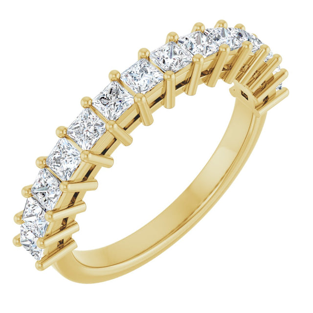 14K Gold Square Lab-Grown Diamond Shared-Prong Anniversary Band – 3/4–2 1/4 CTW - Yellow Gold