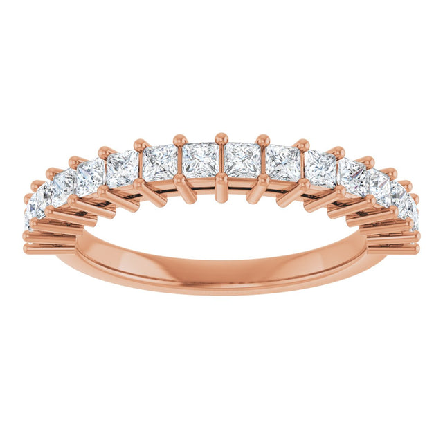 14K Gold Square Lab-Grown Diamond Shared-Prong Anniversary Band – 3/4–2 1/4 CTW - Rose Gold - view 3