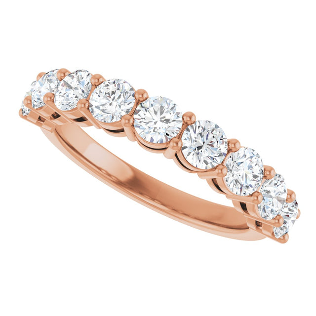 14K Gold Round Lab-Grown Diamond Shared-Prong Anniversary Band – 1–2 1/6 CTW - Rose Gold - view 5