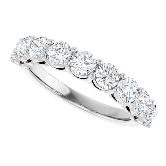 14K Gold Round Lab-Grown Diamond Shared-Prong Anniversary Band – 1–2 1/6 CTW - White Gold - view 5
